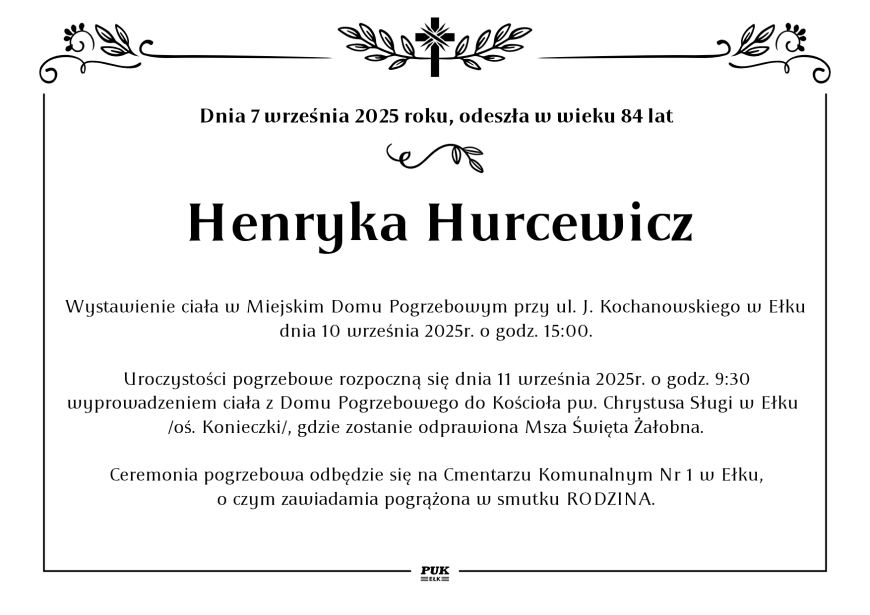 Henryka Hurcewicz - nekrolog